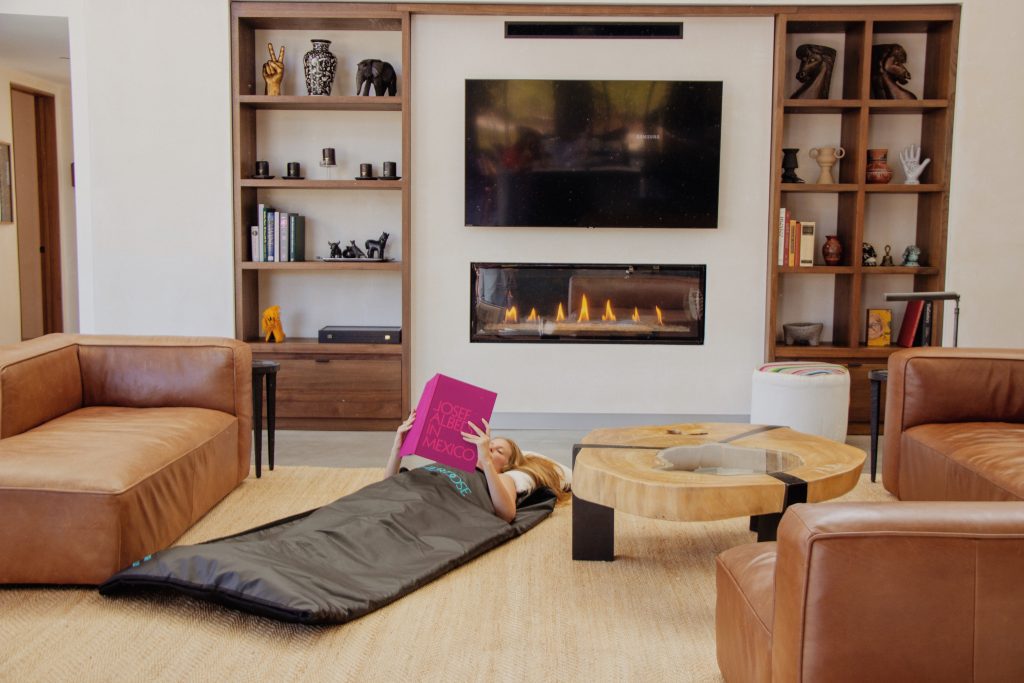 Infrared sauna blanket for at-home wellness, a perfect health and wellness gift for detoxification, relaxation, stress relief, and anxiety reduction.